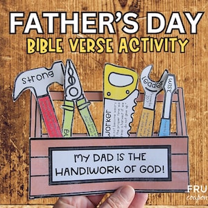 Christian Father's Day Bible Craft for Kids, Sunday School Activity + Fatherless Option, Children's Church Father's Day Toolbox Gift for Dad