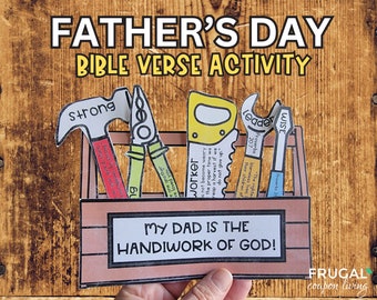 Christian Father's Day Bible Craft for Kids, Sunday School Activity + Fatherless Option, Children's Church Father's Day Toolbox Gift for Dad