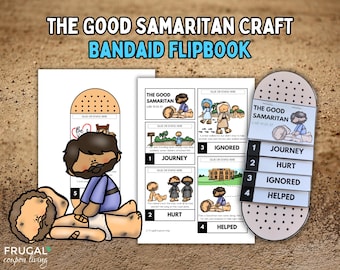 The Good Samaritan Craft for Kids, Jesus' Parable of the Good Samaritan Flipbook & Coloring Page, Love Your Neighbor Mini Book Luke 10:25-37