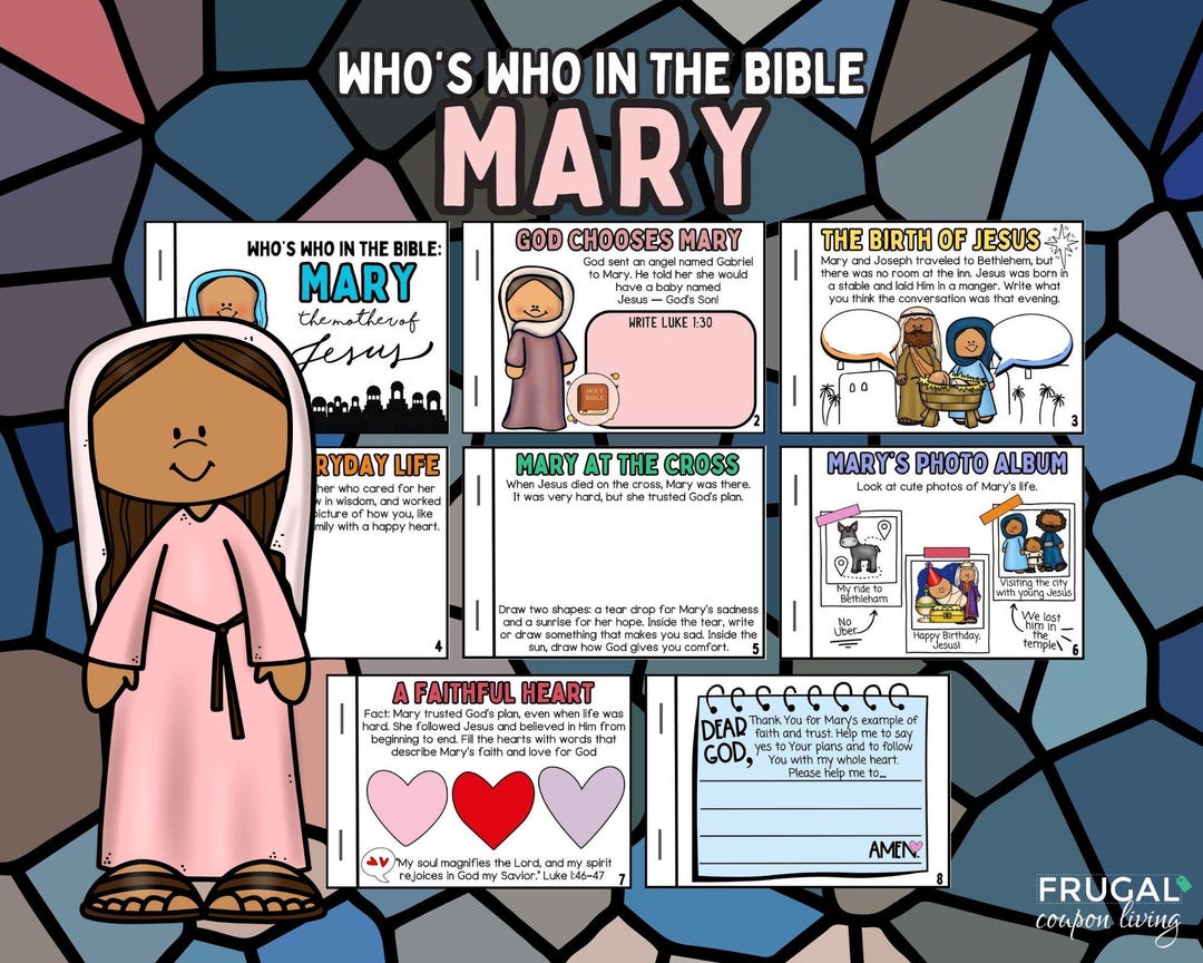 Mary Mini Story Book Printable, Character Study Mary Bible Craft, Who's