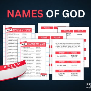 Names of God Printable Activity Sunday School Set | Matching Names of God List, Their Meaning & Bible Verse Printable | God Name Tags PDF