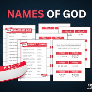 Names of God Printable Activity Sunday School Set | Matching Names of God List, Their Meaning & Bible Verse Printable | God Name Tags PDF