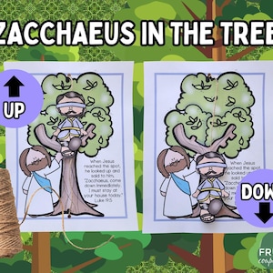 Jesus and Zacchaeus the Tax Collector Craft, Jesus Comes to Zacchaeus’ House 3-D Tree Craft for Kids, Luke 19 Bible Story of Jesus Activity