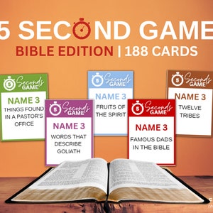 Bible 5 Second Game, 188 Christian Bible Game Cards Printable, Bible Quick Answers Game, Sunday School Games, Fun Youth Group Games to Print