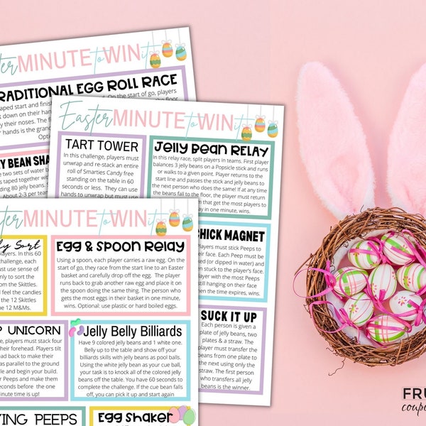 Printable Easter Games | 16 Fun Easter Minute to Win it Games | The Best Spring Printable Games in 60-Second Challenges | Easter Activities