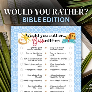 Bible Would You Rather Printable Game for Church | Ice Breaker Christian Game for Youth | This or That Printable Sunday School Worksheet