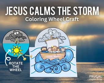 Jesus Calms The Storm Wheel Craft Printable Kit, Miracles of Jesus Religious Craft, Kids' Sunday School Activity, New Testament Bible Story