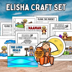 Elisha Craft Bundle für Kinder - Elisha & the Widow's Oil, Geschichte von Naaman geheilt von Lepra-Aktivitäten, 2 Könige 4-5 Sonntagsschul-Ausdrucke