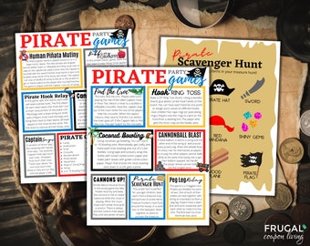 Giochi per feste a tema pirati / 12 divertenti attività per feste di compleanno a tema pirati per bambini / Download digitale stampabile per feste a tema pirati / Download PDF per feste a tema pirati