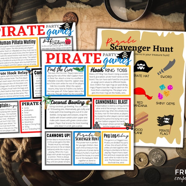 Pirate Party Games | 12 Fun Pirate Birthday Party Activities for Kids |  Pirate Party Printable Digital Download | Pirate Party Download PDF