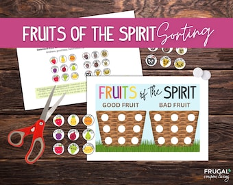 Fruits of the Spirit Worksheet PDF | Fruit of the Holy Spirit Galatians Bible Verse | Fruits Sorting Game Printable Sunday School Activity