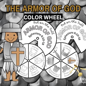 Armor of God Coloring Wheel | Armor of God Sunday School Craft | Ephesians 6 Sunday School Lesson for Kids | Armor of God Printable Craft