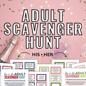 Adult Scavenger Hunt Printable | At Home Adult Scavenger Hunt Clues | 24 Cards for Him or Her | Adult Birthday Scavenger Hunt Cards Options