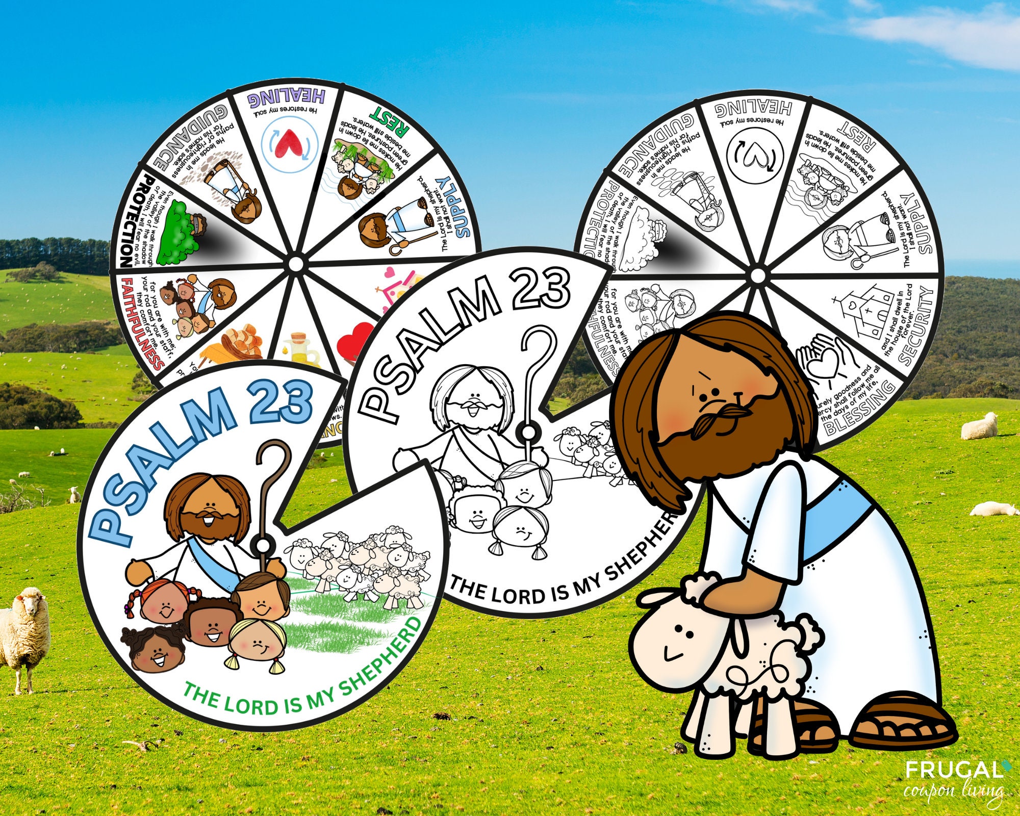 Psalm 23 Coloring Wheel Printable | the Lord is My Shepherd Bible Story ...