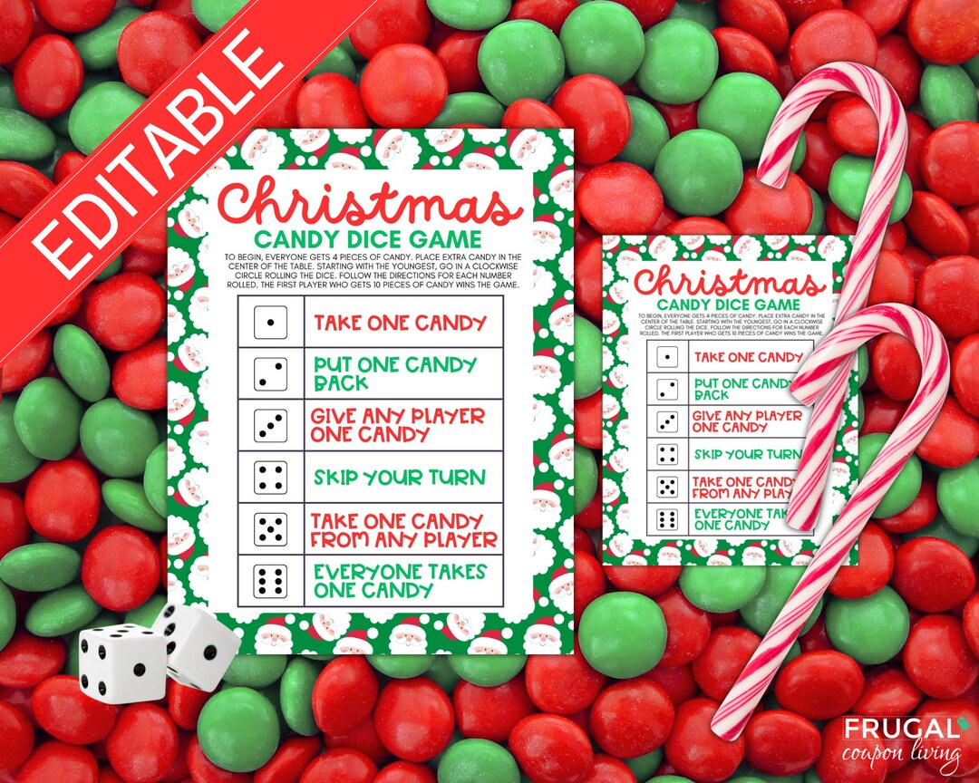 Christmas Candy Game With Dice | Editable Christmas Game for Kids | Fun ...