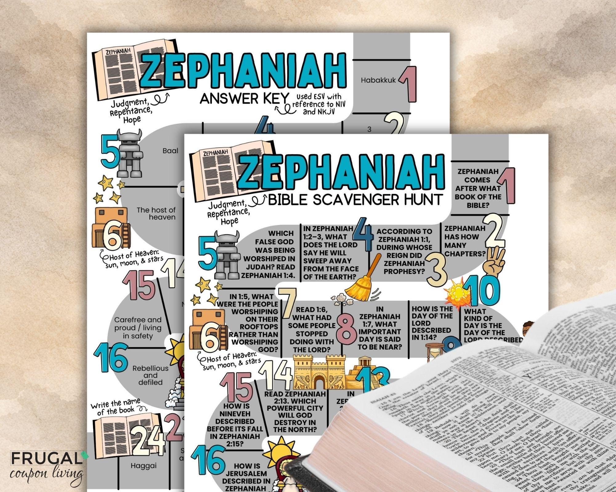 Zephaniah Bible Scavenger Hunt, Minor Prophets Bible Trivia, Book of ...