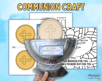 Communion Craft, Bread and Wine Chalice Paper Plate, Kids Holy Week & Easter Activity, Last Supper Luke 22:19 Do this in Remembrance of Me