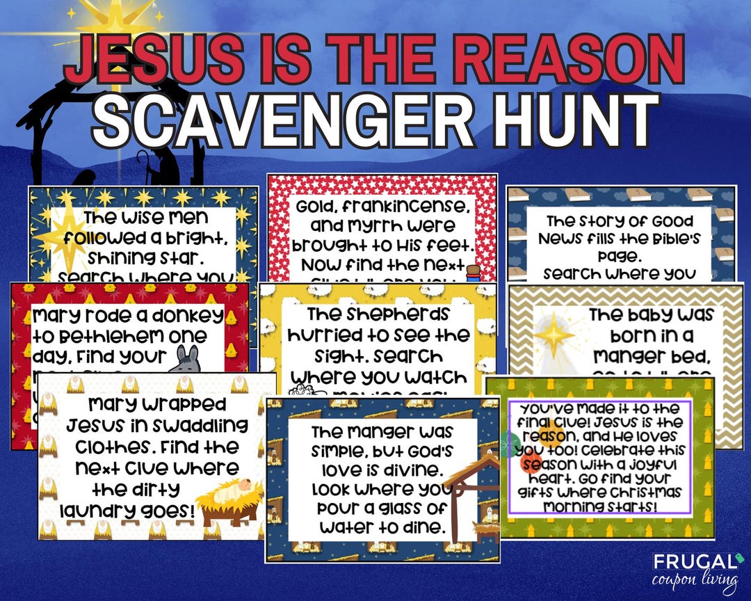 Jesus is the Reason Christmas Scavenger Hunt for Kids, 20 Rhyming Clue ...