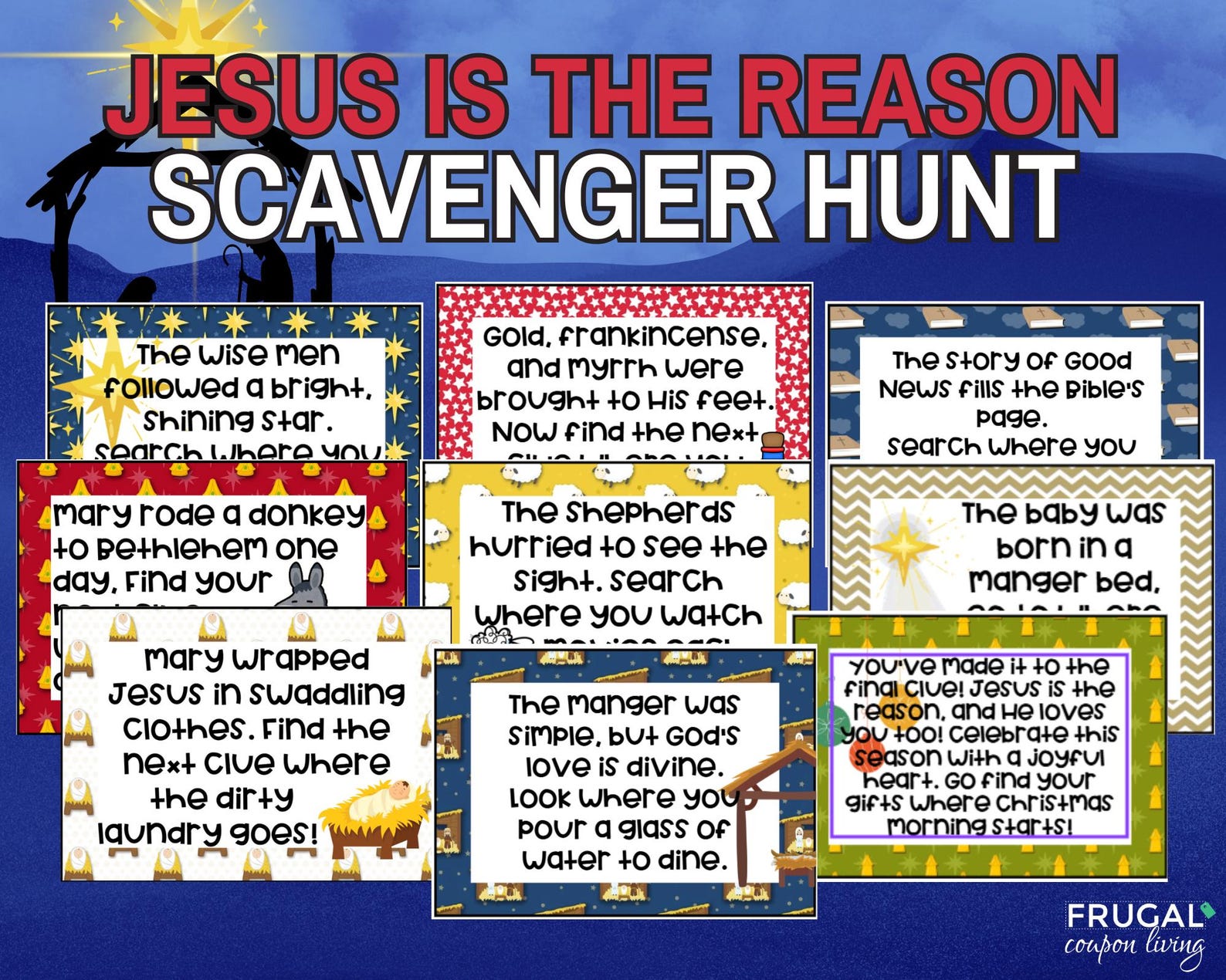 Jesus is the Reason Christmas Scavenger Hunt for Kids, 20 Rhyming Clue ...