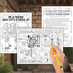 Jesus Heals a Paralyzed Man Activity Placemat, Miracles of Jesus Story Printable Activity Mat, Jesus&#39; Miracles Sunday School Lesson for Kids
