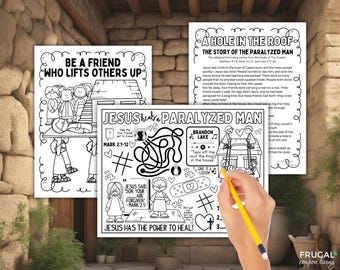 Jesus Heals a Paralyzed Man Activity Placemat, Miracles of Jesus Story Printable Activity Mat, Jesus' Miracles Sunday School Lesson for Kids
