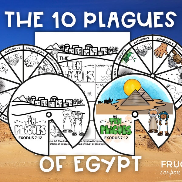 10 Plagues of Egypt Craft Wheel & Coloring Page Printable | Ten Plagues Craft Exodus Bible Sunday School Lesson for Kids | Moses Bible Story