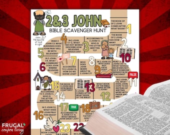2 & 3 John Bible Scavenger Hunt, Walking in Truth and Love New Testament Bible Trivia Game, John the Apostle Bible Study, Scripture Activity