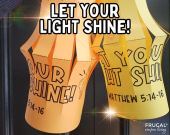 Let Your Light Shine Lantern Craft, VBS Illumination Light of the World Sunday School Activity, Jesus Sermon on the Mount Matthew 5:14-16