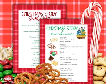 Christmas Story Snack Mix Printable, Nativity Story Snack Mix Gift Tags, Table Signs, & Tents, Religious Christmas Gift, Faith-Based Gift
