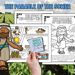 Parable of the Sower Craft Set for Kids, Farmer, and Seeds Book, Coloring Page & Comic Strip, Jesus&#39; Parable of the 4 Soils Matthew 13:1-23