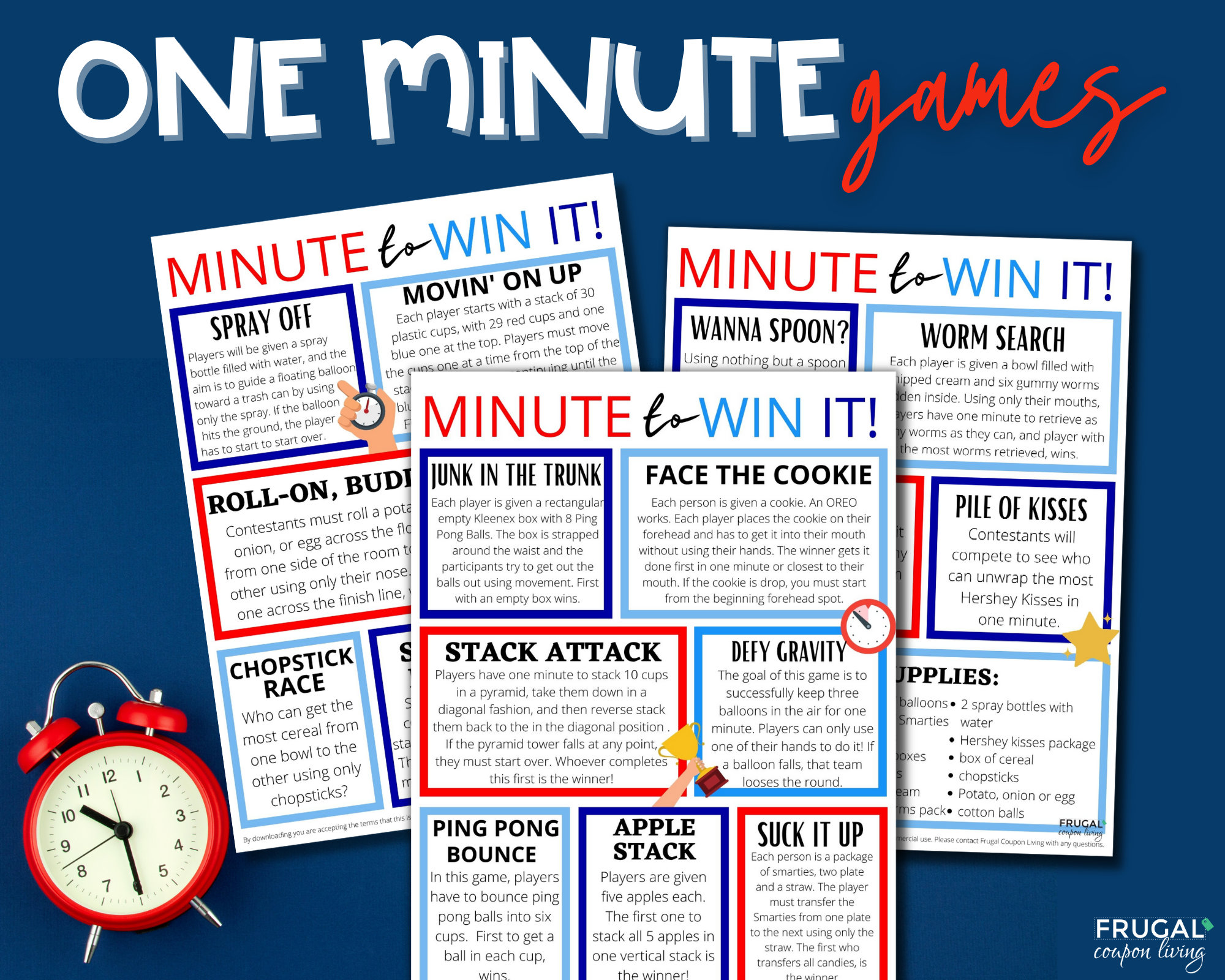 Minute to Win It Games Directions & Supply List 18 Party - Etsy