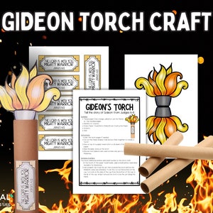 Gideon Fackel Handwerk für Kinder, DIY Papierfackel Gideons Armee von 300, 3-D Fackel druckbar für die Sonntagsschule, Geschichte von Gideon von Richter 6-8