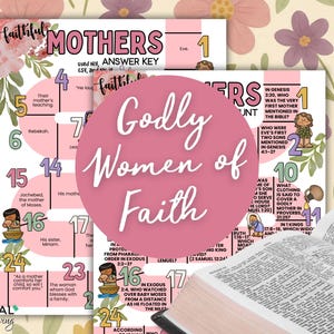 Moms of the Bible Scavenger Hunt, Godly Women of Faith Game Sheet ...