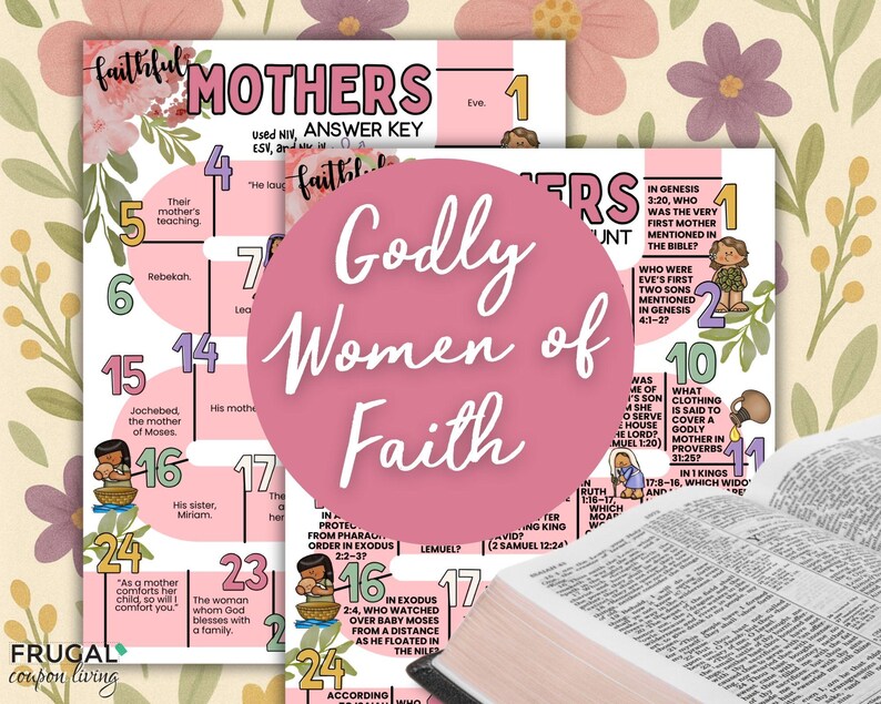 Moms of the Bible Scavenger Hunt, Godly Women of Faith Game Sheet ...