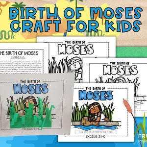 Baby Moses Craft for Kids | Birth of Moses Printable Activities for Sunday School & Children&#39;s Church Exodus 2 Bible Lesson Pharaoh, Nile