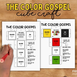 Color Gospel Message Cube for Kids, 3-D Cube Printable Message of Salvation in Colors, Sunday School Activity, Christian Coloring Page PDF
