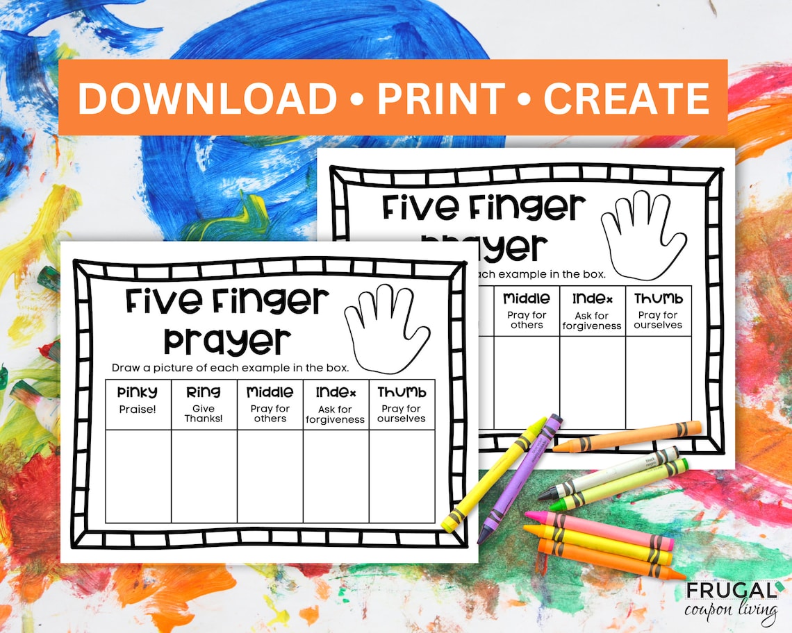 5 Finger Prayer Printable 5 Finger Prayer Method Sunday Etsy