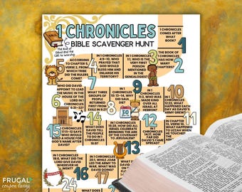 1 Chronicles Bible Scavenger Hunt, Book of Chronicles Bible Study, Old Testament Trivia Game, Books of History, The Rise of King David, Ezra