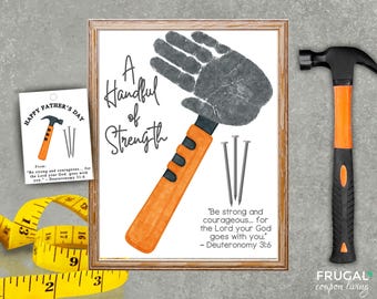 Father's Day Bible Craft, Dad Handprint Art, Printable Bible Verse Gift Tag for Dad & Coloring Page PDF, Sunday School Father's Day Activity