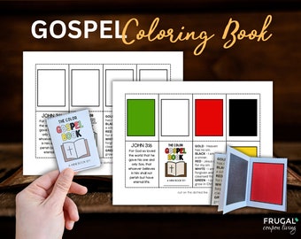 Color Gospel Mini Book for Kids, Printable Gospel Message of Salvation through Colors, Sunday School Activity, Christian Coloring Book PDF