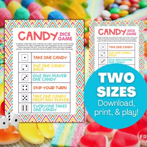 Candy Dice Game | Editable Dice Game Printable | Group Party Game for ...