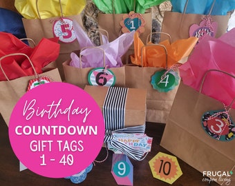 Birthday Countdown Gift Tags | Birthday Countdown Ideas - Gifts for Kids, Girls, Boys, Boyfriend, Girlfriend, & Spouse | Milestone Birthday