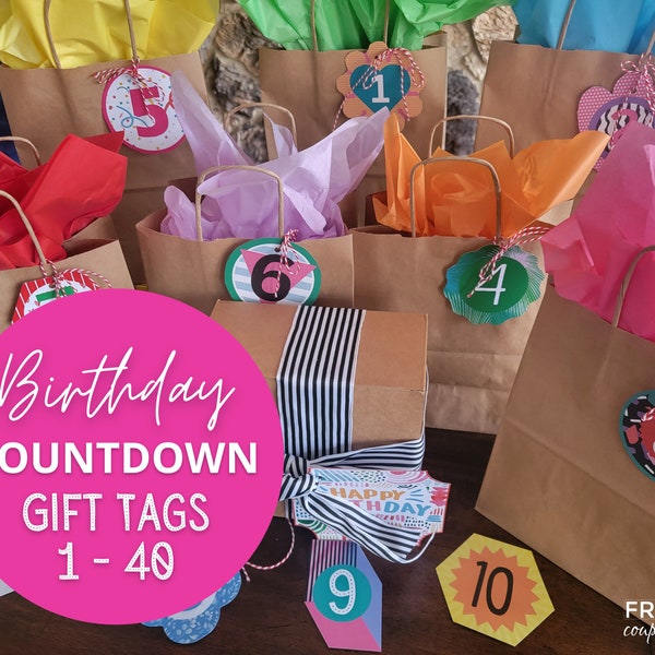 Birthday Countdown Gift Tags | Birthday Countdown Ideas - Gifts for Kids, Girls, Boys, Boyfriend, Girlfriend, & Spouse | Milestone Birthday