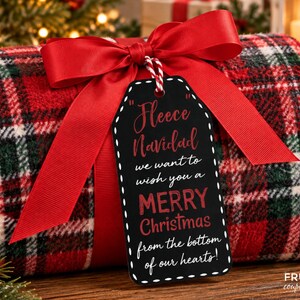 Fleece Navidad Gift Tag Christmas Gift Idea, Printable Feliz Navidad Gift Tags for Teacher, Coach, Neighbor, Sunday School, Instant Download image 2