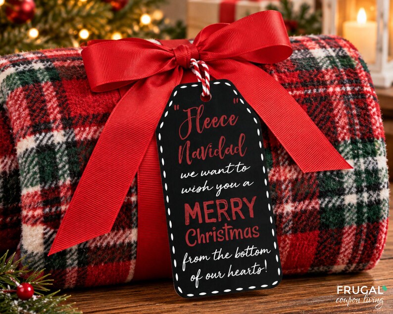 Fleece Navidad Gift Tag Christmas Gift Idea, Printable Feliz Navidad Gift Tags for Teacher, Coach, Neighbor, Sunday School, Instant Download image 2
