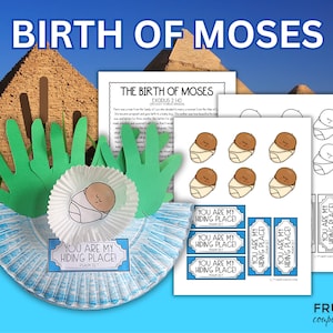 Baby Moses Bible Craft for Kids, Exodus 2 & Psalm 32:7 "You are My Hiding Place" Birth of Moses Craft Printable, Sunday School Bible Lesson