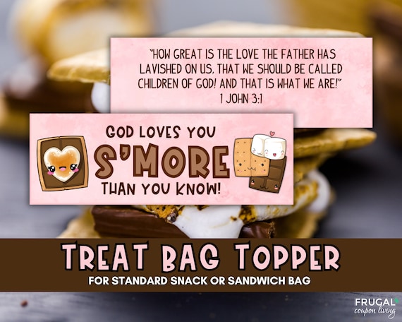 Christian Gift Tag S'mores Bag Topper Printable | Christian Bag Topper, S'mores Treat Bag, Sunday School Printable, Church Printable for Kid