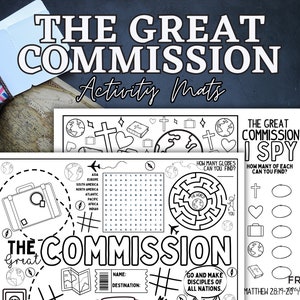 The Great Commission Activity Placemat for Kids Ministry - Matthew 28:19-20 Bible Verse Printable, Fun Bible Activity Mat for Sunday School