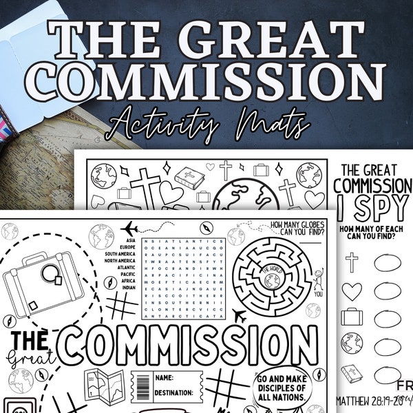 The Great Commission Activity Placemat for Kids Ministry - Matthew 28:19-20 Bible Verse Printable, Fun Bible Activity Mat for Sunday School