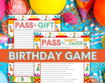 Birthday Pass the Gift Game | Group Birthday Party Game | Left Right Game Birthday Printable PDF | Pass the Parcel Party Favor Gift Exchange